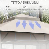 Gazebo da Giardino 3x3 m con Tenda Parasole Laterale, Altezza 288 cm, Cachi