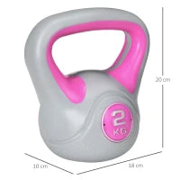 Kettlebell 8kg in PU e Sabbia con Base Piatta e Impugnatura per Stacchi, Squat e Sollevamenti, 18x10x20 cm, Rosa