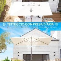 Telo di Ricambio per Ombrellone Rettangolare 3x2 m a 6 Stecche, Poliestere Anti UV 50+, Beige