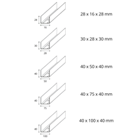 Guida u standard 1 m profilo preforato sp 0,6 mm per cartongesso *** pezzi 8, misure 30 x 28 x 30 mm, confezione 1