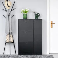 Scarpiera Salvaspazio Regolabile, Mobile Portascarpe con 8 Scomparti Legno 80 x 24 x 120cm Nero