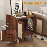 Mobile Lettiera per Gatti con Porte e Tappetini in Sisal, 55x43x59,6 cm, Marrone