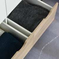 Armadio a Due Ante in Legno con 1 Ripiano, 1 Appendiabiti, 2 Cassetti con Maniglie Intagliate, Bianco 80x40x180cm