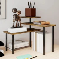 Scaffale Cucina a 3 Livelli Girevoli Salvaspazio in Legno e Acciaio, 40x10x36.5 cm, Marrone Rustico