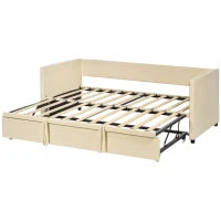 Struttura per Divano Letto 2 in 1, Divano 2 Posti e Letto Matrimoniale, Due Materassi Compatibili da 90 x 190 cm, Crema