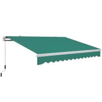 Tenda da Sole per Esterno Avvolgibile a Manovella in Metallo e Alluminio, 4x2.5m, Verde Scuro