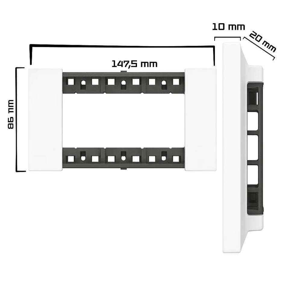 Bticino living now placca bianca in plastica per supporti modulari *** numero posti 4 moduli, confezione 1
