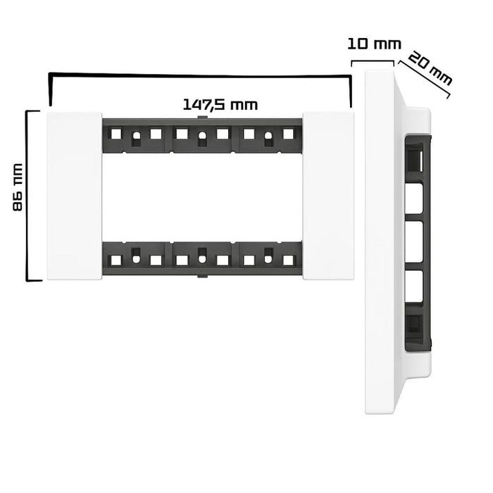 Bticino living now placca bianca in plastica per supporti modulari *** numero posti 4 moduli, confezione 1