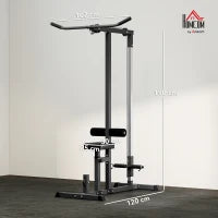Stazione Fitness Pull Down da Casa con Panca e Cavo Regolabile, in Acciaio 107x120x190cm Nero