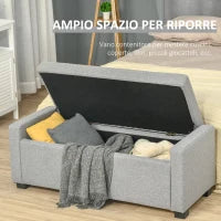 Panca Fondoletto con Vano Contenitore in Tessuto, 120x50x44cm - Grigio