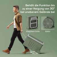 Frigorifero da Campeggio da 33 L, Frigo da Viaggio, Frigo Portatile con 2 Scomparti e Ruote, Plastica, Verde