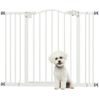 Cancelletto per Cani Estensibile con 4 Viti Regolabili, in Metallo e Plastica, 74-100x78 cm, Bianco