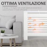 Copritermosifoni a Doghe con Ripiano Portaoggetti, in Legno, 172x19x81 cm, Bianco