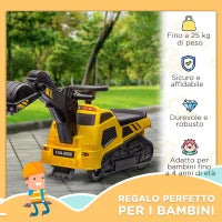 Ruspa Giocattolo 3 in 1 con Volante e Benna di Scavo, 100x43x48.5 cm, Giallo e Nero