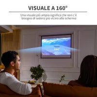 Telo Proiettore 84" Formato 4:3 con Telecomando, in Tessuto Plastico e Metallo, 171x130 cm, Bianco