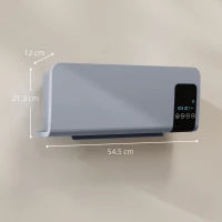 Termoventilatore da Parete Oscillante con Telecomando, Timer 12h e 2 Modalità, 54.5x12x21.5 cm, Grigio