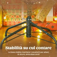 Albero di Natale Innevato Alto 210 cm con Rami Realistici e Base in Metallo Pieghevole