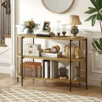 Tavolo Consolle con Corda di Carta Intrecciata a Mano Struttura in Acciaio Stile Bohemio 124x43,5x80 cm Naturale