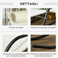 Set da 2 Sdraio a Dondolo con Poggiatesta e Braccioli, 67x144x87 cm, Grigio e Beige