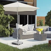 Base per Ombrellone da 28kg in Granito con Maniglia Estensibile e Rotelle, 41x41x37.5cm, Grigio