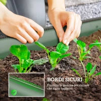 Letto per Orto Rialzato Modulare 150x62x30cm in Acciaio Galvanizzato con Fondo Aperto, Verde