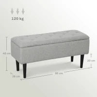 Panca Contenitore Pieghevole Capacità 47 L 95x38x45 cm Rivestito in Peluche Piede del Letto per Soggiorno Camera da Letto Grigio
