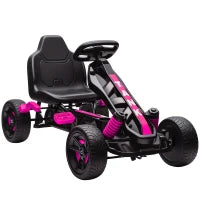 Kart a pedali per bambini, karting per bambini da 3 a 6 anni con frizione automatica, freno, ruote EVA antiscivolo, rosa