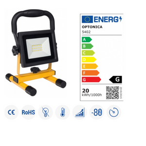 Proiettore led smd portatile ricaricabile 1200 lumen ip44 luce fredda *** watt 20 watt, confezione 1