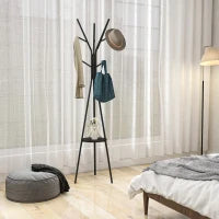 Appendiabiti da Terra Verticale Moderno per Ingresso, 45x45x180cm, Nero