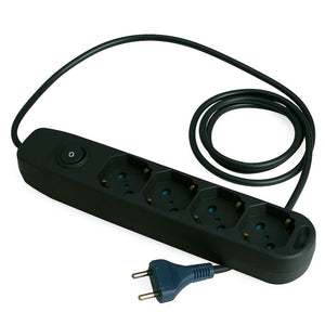 Ecova 30097x multipresa 4 uscite universali 10/16a con interruttore cavo 1,5m nero