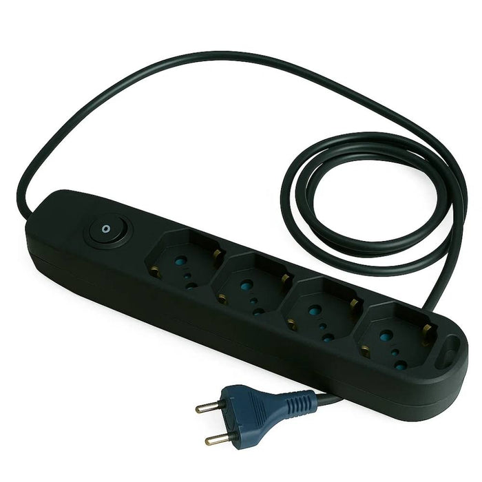 Ecova 30097x multipresa 4 uscite universali 10/16a con interruttore cavo 1,5m nero