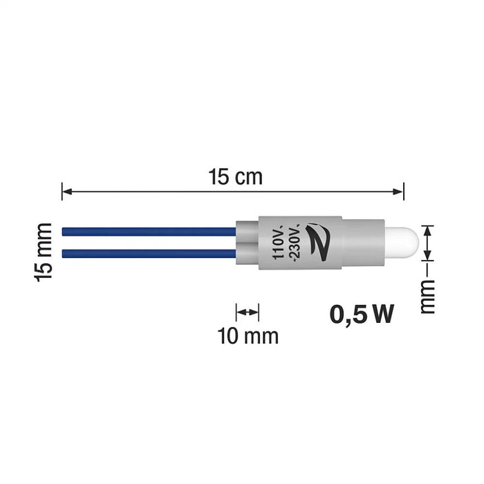 Lampada di segnalazione di ricambio led 110-230v per pulsanti e interruttori *** colore blu, confezione 1