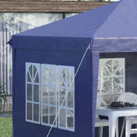 Gazebo da Giardino 6x3 m Regolabile in Altezza con Pareti Removibili, in Acciaio e Poliestere, Blu