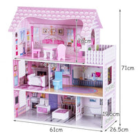 Casa delle bambole per bambini con tanti accessori Casa a 3 piani con 5 stanze in MDF 62 x 27 x 70 cm rosa 20_0008831