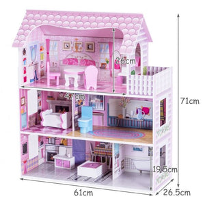 Casa delle bambole per bambini con tanti accessori Casa a 3 piani con 5 stanze in MDF 62 x 27 x 70 cm rosa 20_0008831