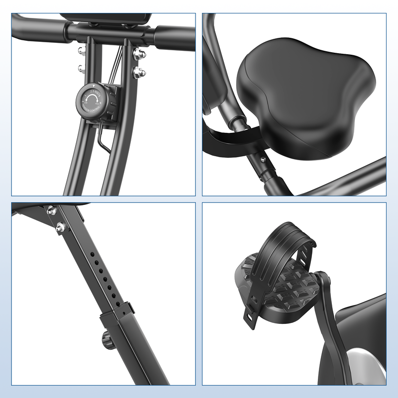 Cyclette reclinabile con schienale - RATTANTREE - con 8 livelli di resistenza regolabili - Nero