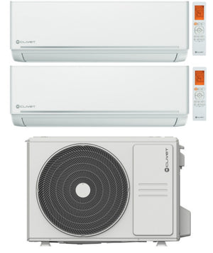 Climatizzatore Condizionatore Clivet Trial Split Inverter EZCool 9000+12000 btu con MU2-Y79M Wi-Fi Optional 9+12