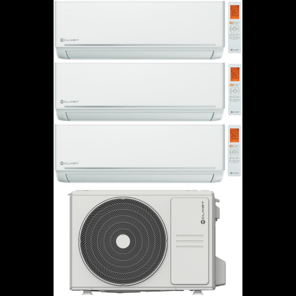 Climatizzatore Condizionatore Clivet Trial Split Inverter EZCool 9000+9000+12000 btu con MU2-Y79M Wi-Fi Optional 9+9+12