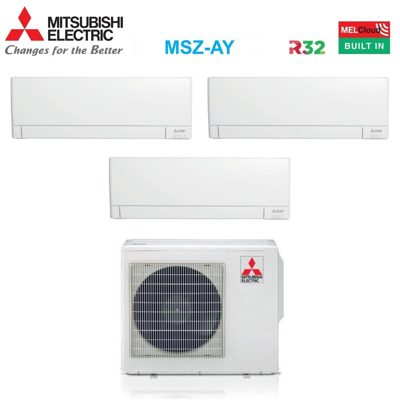 Condizionatore Trial Split Mitsubishi Electric Linea Plus MSZ-AY 7+7+7 con MXZ-3F54VF R-32 Wi-Fi Integrato