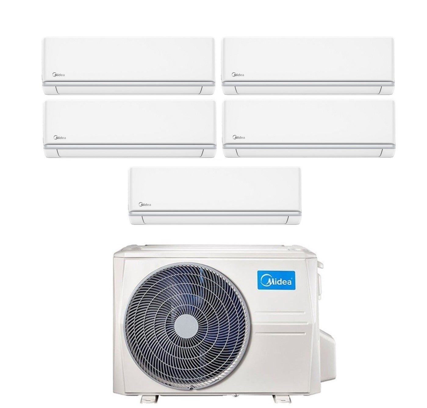Climatizzatore Condizionatore Midea Penta Split Inverter serie ELEGANCE 9+9+9+9+9 con M5OE-42HFN8-Q R-32 Wi-Fi Optional 9000+9000+9000+9000+9000