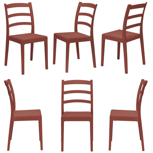 Set 6 Sedie in polipropilene REA, MADE IN ITALY, impilabile, resistente ai raggi UV, design classico, ideale per sala da pranzo, cucina, sala d’attesa, bar, ristoranti o giardino, colore Rosso