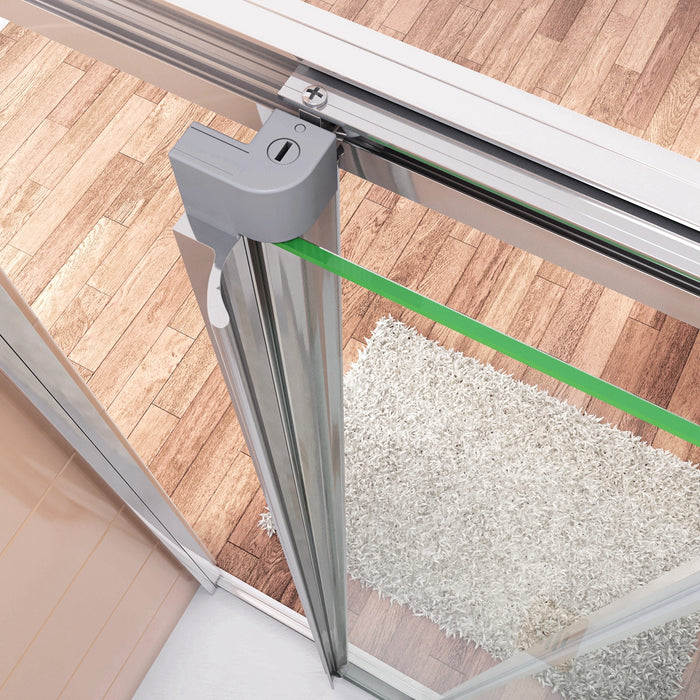 195 cm Box Doccia per Nicchia Porta Scorrevole ad Ante Sovrapposte Vetro Temperato 6 mm Trasparente Anticalcare Profili Cromati Lucidi 120 cm