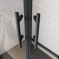 80x80x185 cm Box Doccia Semicircolare Ante Scorrevoli Vetro Temperato 5mm Trasparente Profilo Nero Opaco