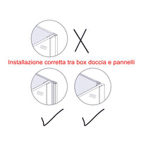 H.210 cm Pannello Doccia ad Angolo 80x80x80 cm Realizzato in Alluminio da 3 mm con Profili Finitura Grigio Cemento per Rivestimento Parete Bagno