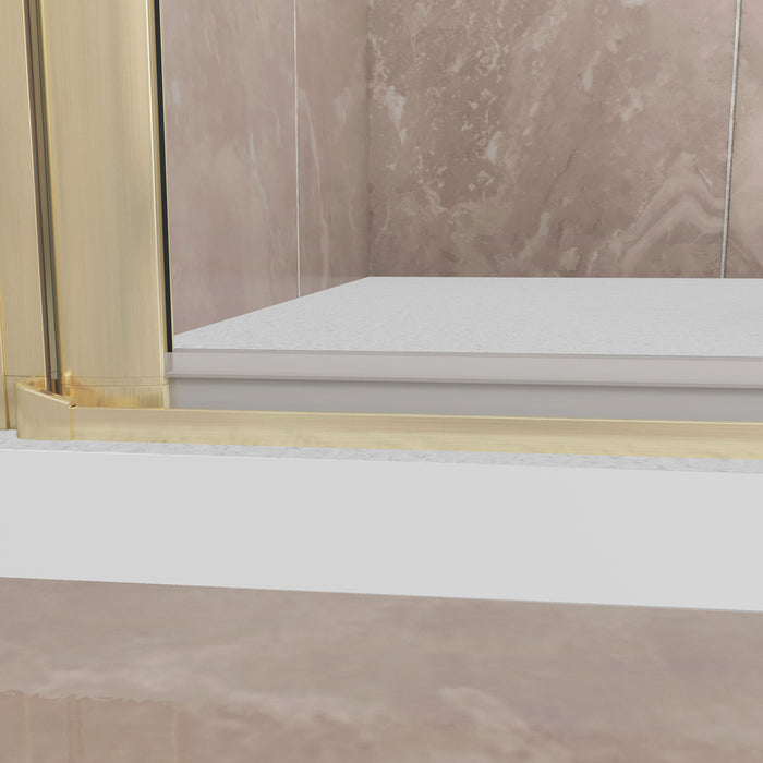 Porta Doccia 80x185 cm Porta Battente Pieghevole in Vetro Temperato Trasparente 6 mm Anticalcare Telaio Dorato Spazzolato