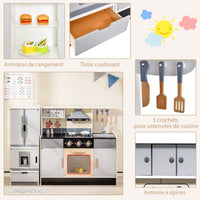 Cucina per bambini con frigorifero e 12 accessori gioco di cucina con fabbricatore di ghiaccio spazio per riporre luci e suoni per 3 anni + 20_0006456