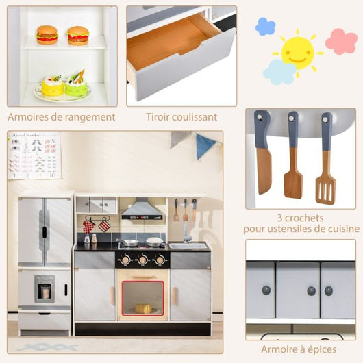 Cucina per bambini con frigorifero e 12 accessori gioco di cucina con fabbricatore di ghiaccio spazio per riporre luci e suoni per 3 anni + 20_0006456