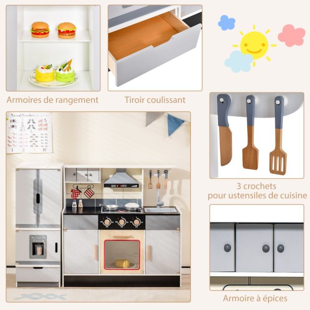 Cucina per bambini con frigorifero e 12 accessori gioco di cucina con fabbricatore di ghiaccio spazio per riporre luci e suoni per 3 anni + 20_0006456