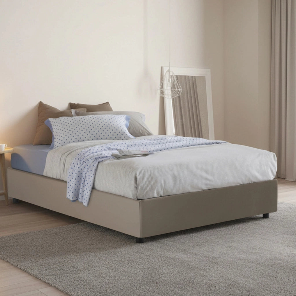 Arnoldi, Letto Piazza e Mezza Materasso Incluso Made in Italy, Grigio Tortora