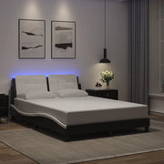 Giroletto con LED senza Materasso-Struttura Letto Zadar Nero e Bianco 140x190 cm